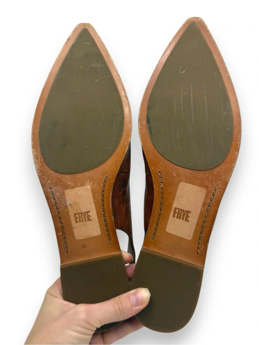 Frye Kenzie Leather Slingback Pointed Toe Flat Loafers Brown 11 Women’s